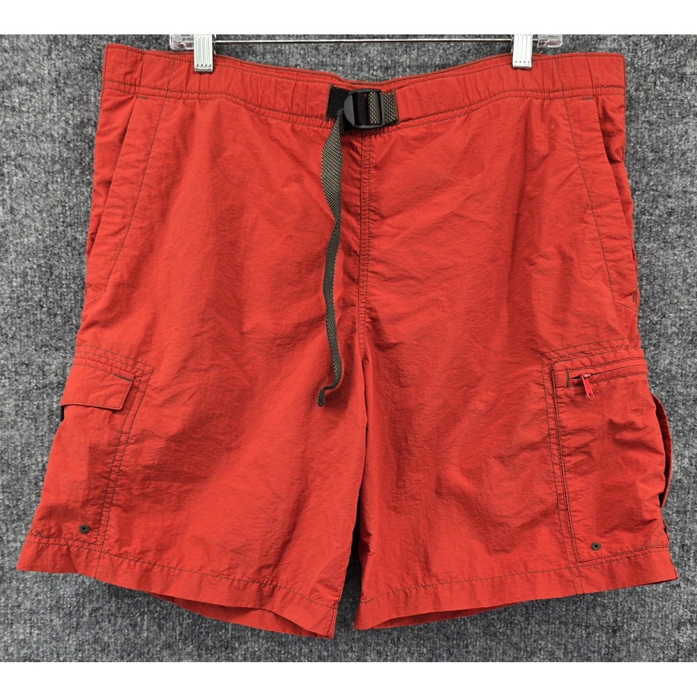 Columbia Cascade Creek Water Shorts Mens M Rust Orange Belted PFG Liner Gorpcore